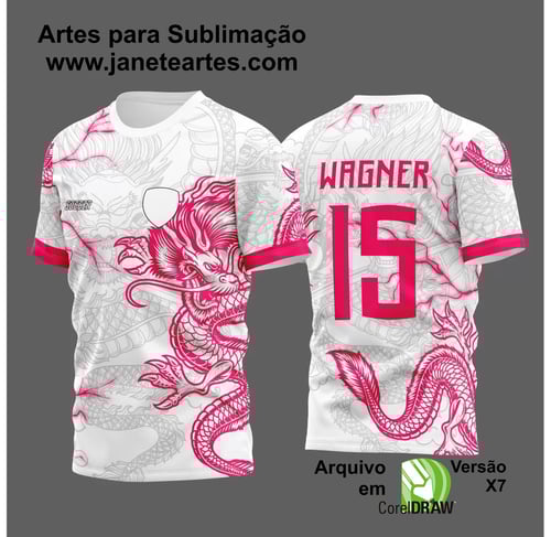 Arte Vetor Camisa Para Atlética Acadêmica e InterClasse Dragão Raios M3 Rosa 2023