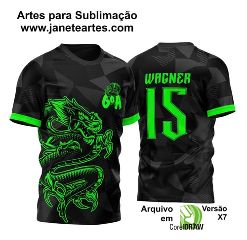 Arte Vetor Camisa Para Atlética Acadêmica e InterClasse Dragão Verde Sexto Ano 2023