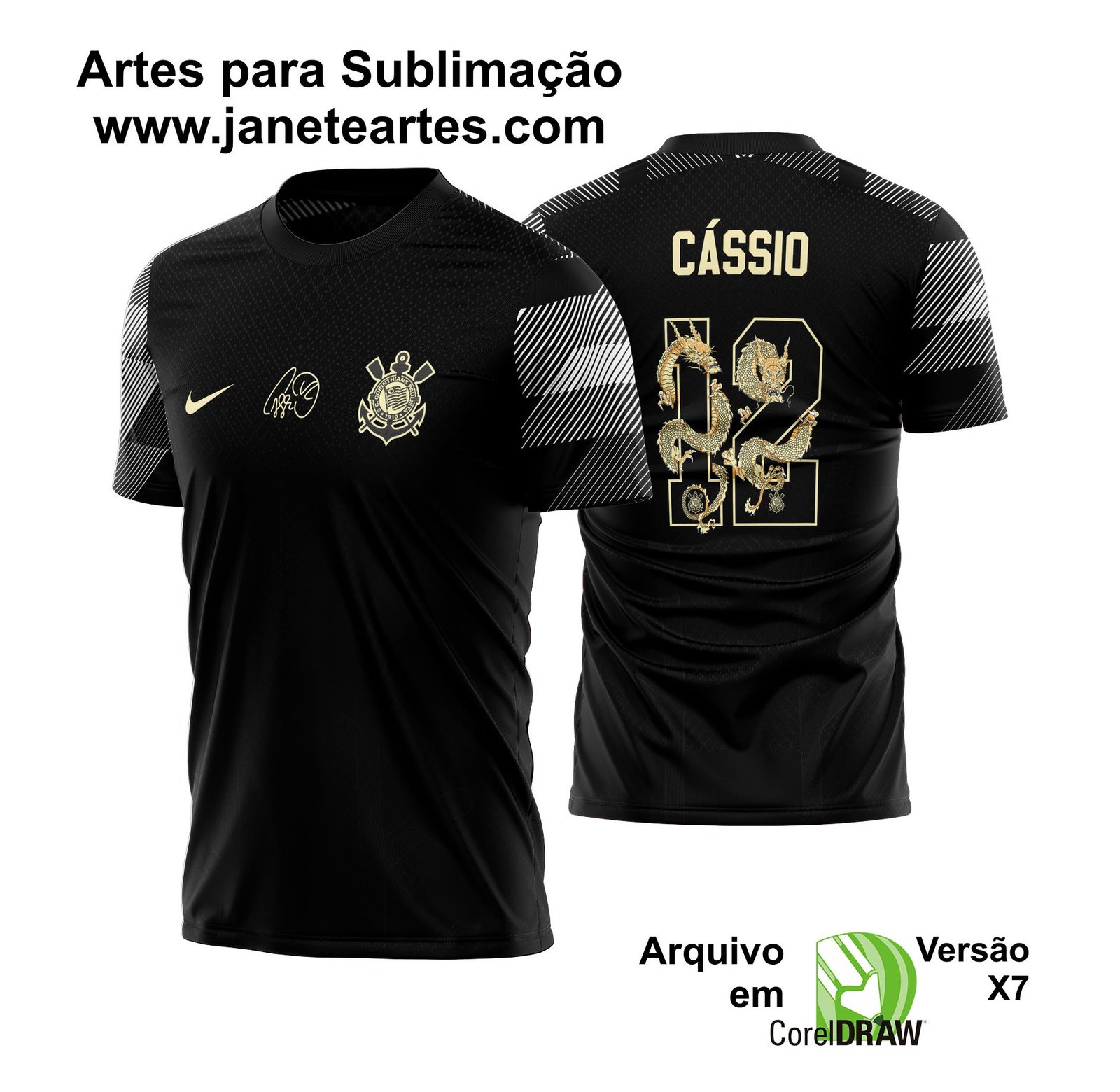 Arte Vetor Camisa Time Corinthians Cassio 603 Jogos 2022-23 x7