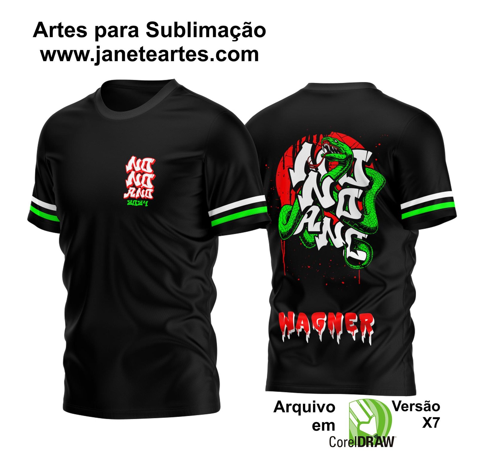 Arte Vetor Camisa Nono Ano 2024 Cobra Verde