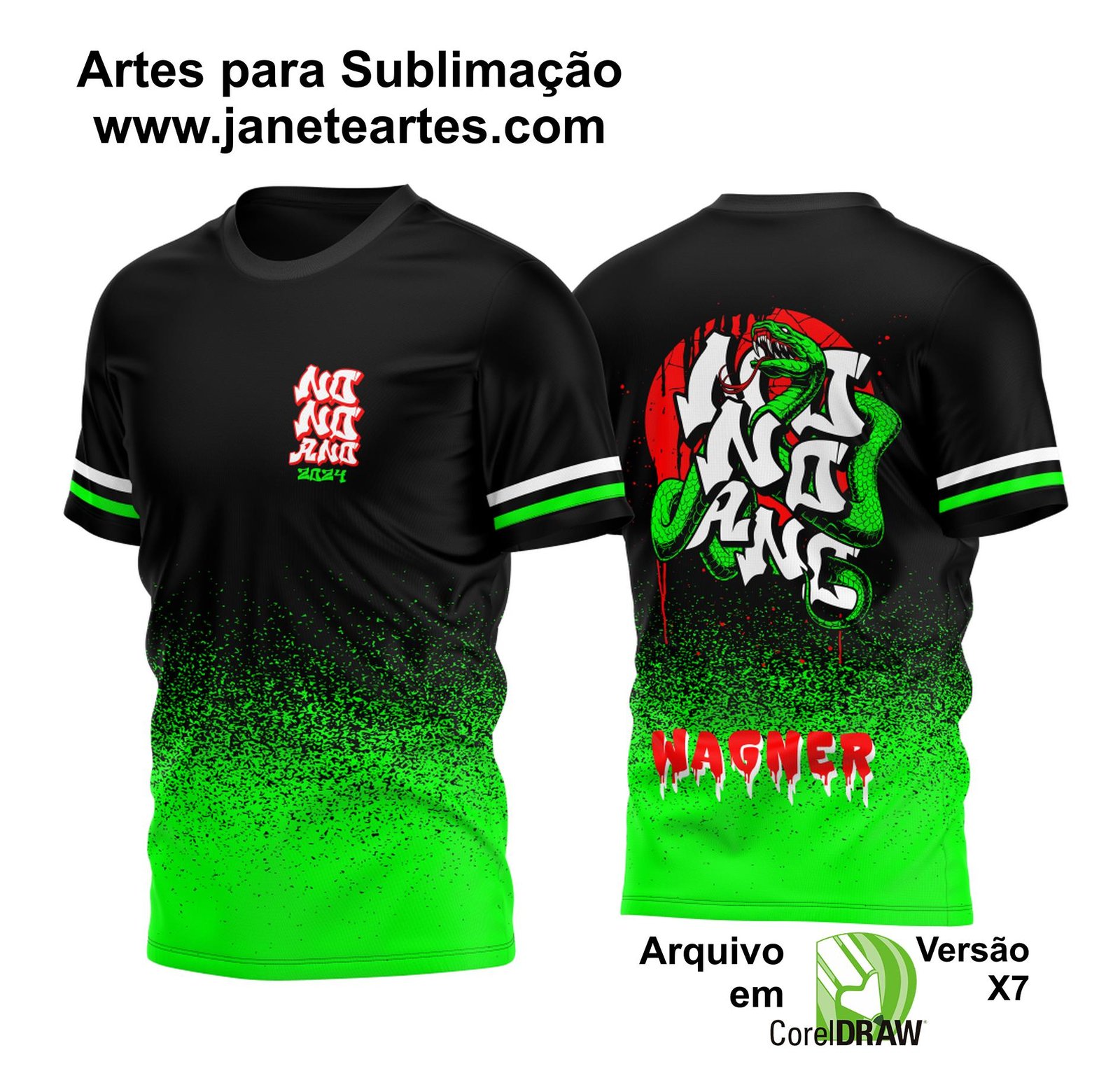 Arte Vetor Camisa Nono Ano 2024 Cobra Verde