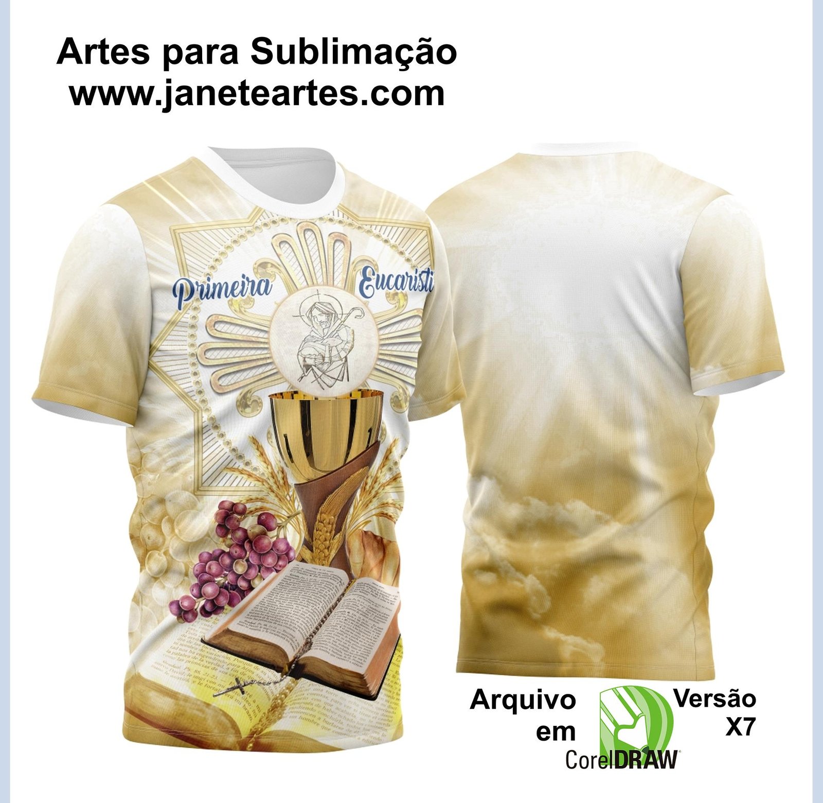 Arte Vetor Camisa Para Primeira Eucaristia Primeira Comunhão 2023 Modelo 17