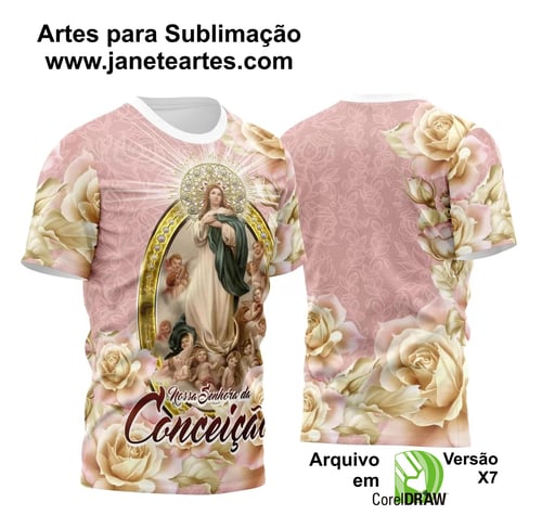 Camisa Nossa Senhora Imaculada Conceição Sublimação Vetor Desenho M3 Camisa Nossa Senhora Imaculada Conceição Sublimação Vetor Desenho M3