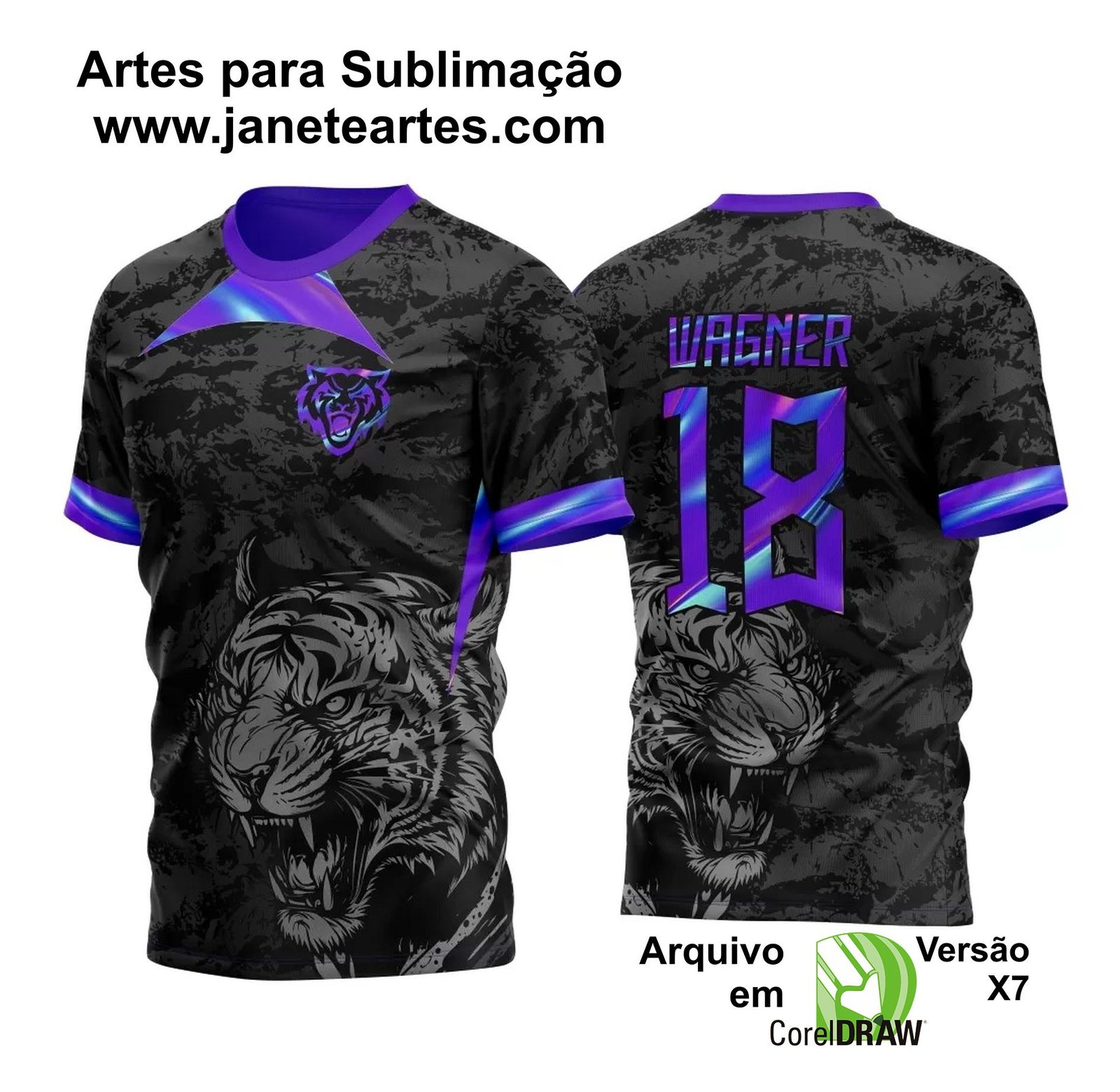 Arte Vetor Camisa Para InterClasse Tigre Preta e Olografica 2025 M2