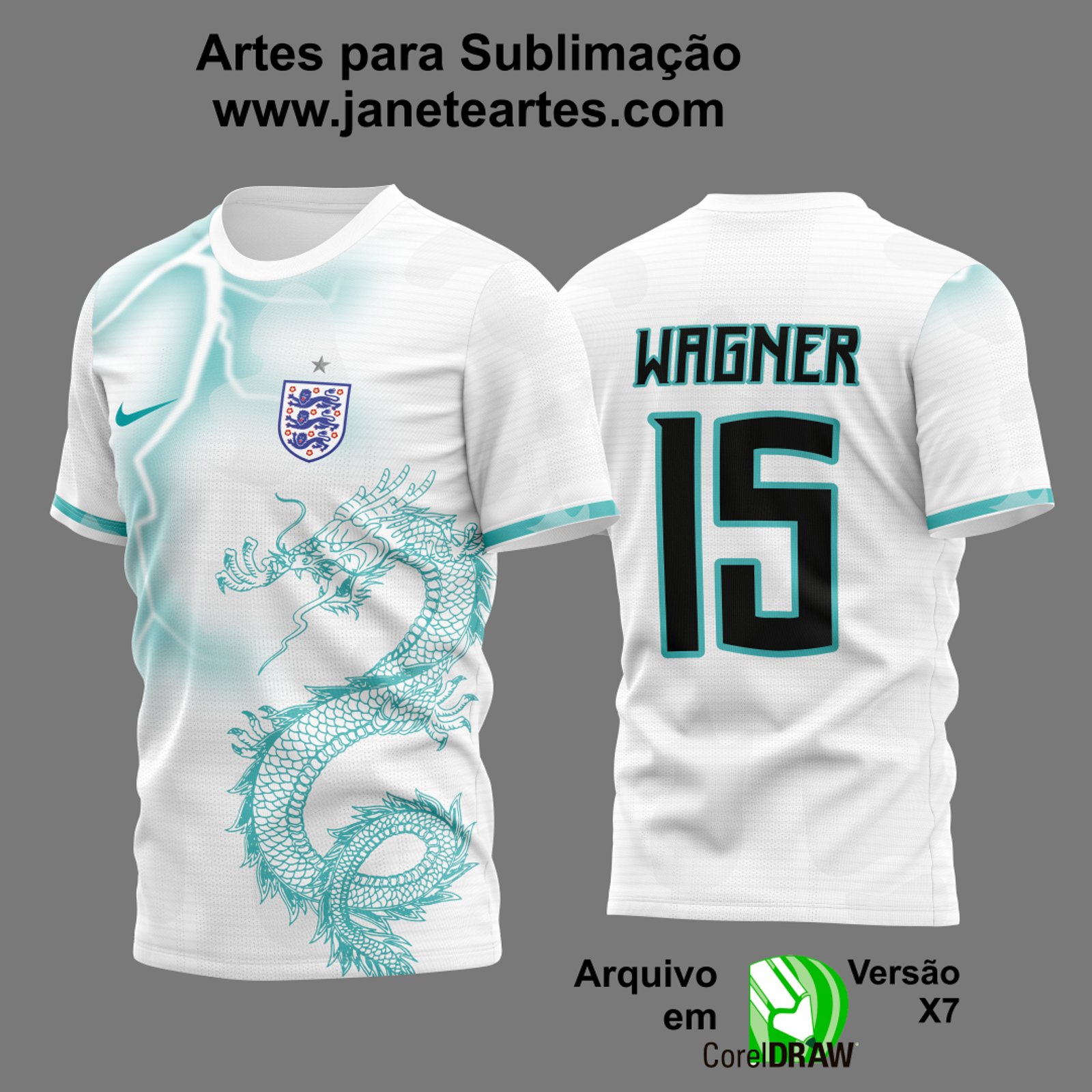Arte Vetor Camisa Inglaterra Dragão Verde 2023 Modelo 2