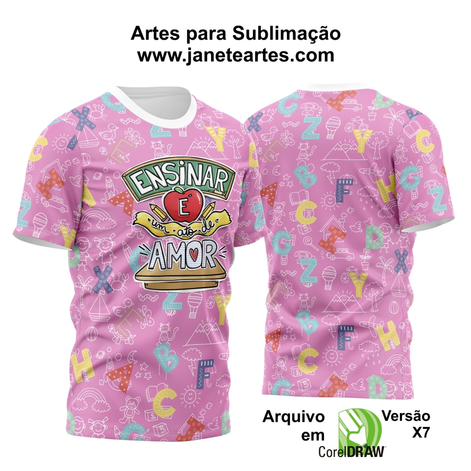 Arte Vetor Estampa Camisa Professor Educação 2024 Modelo 01