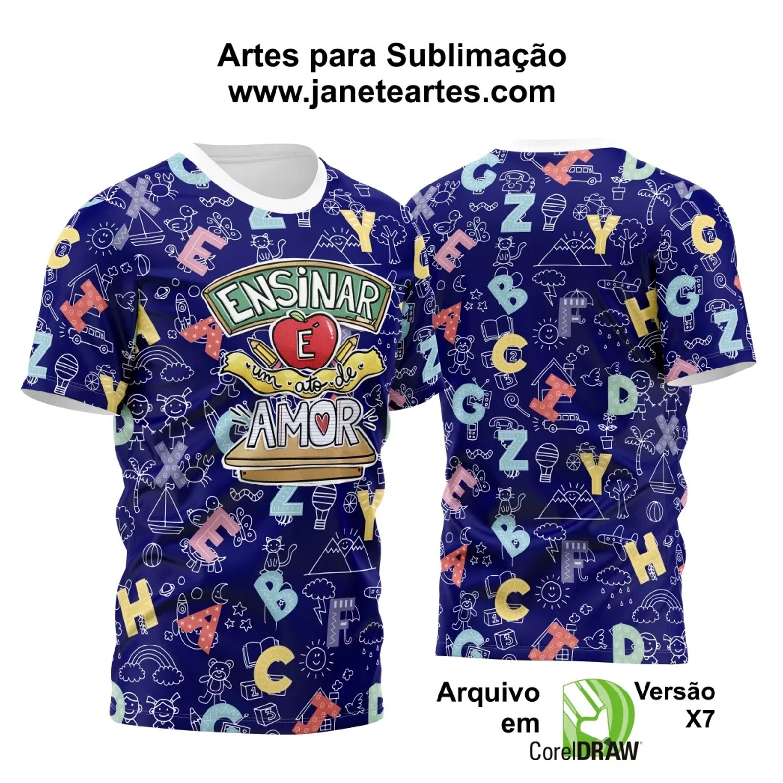 Arte Vetor Estampa Camisa Professor Educação 2024 Modelo 06