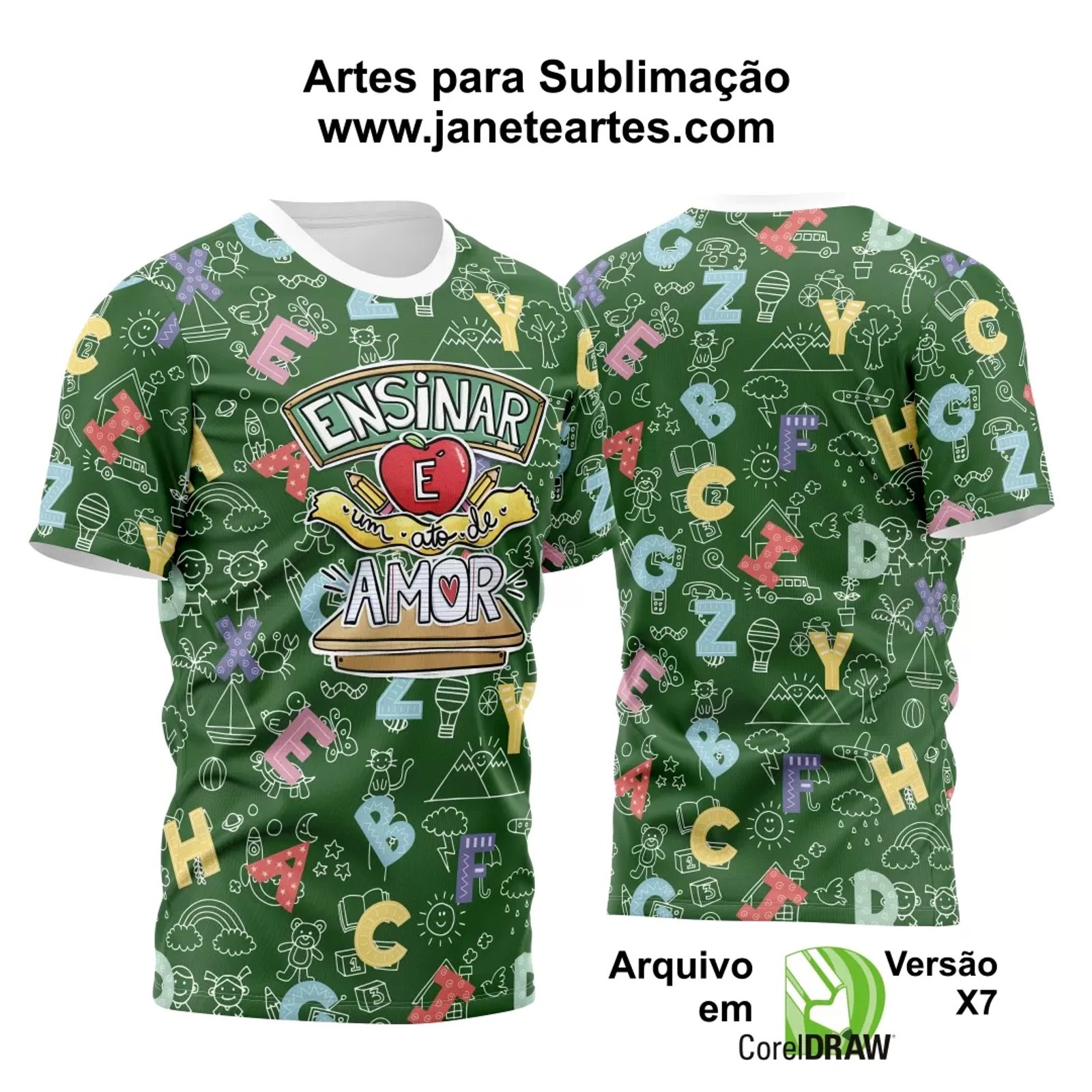 Arte Vetor Estampa Camisa Professor Educação 2024 Modelo 08