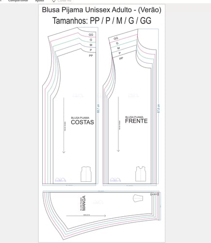 Molde de Costura Para Imprimir Camiseta - 26 - Blusa de Pijama Unissex _Verão_ (PP ao GG) Molde de Costura Para Imprimir Camiseta - 26 - Blusa de Pijama Unissex _Verão_ (PP ao GG)