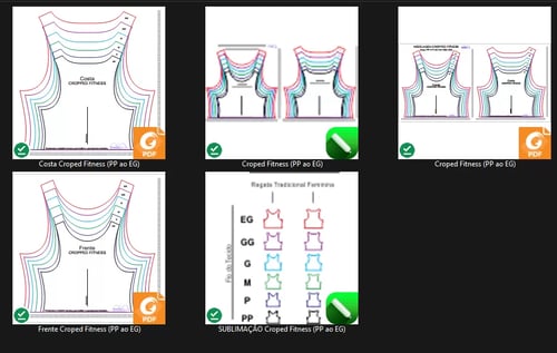 Molde de Costura Para Imprimir Camiseta - 70 - Cropped Fitness (PP ao EG)