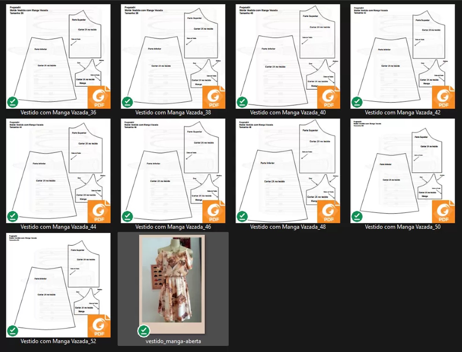 Molde de Costura Para Imprimir Camiseta - 87 - Vestido com Manga Vazada