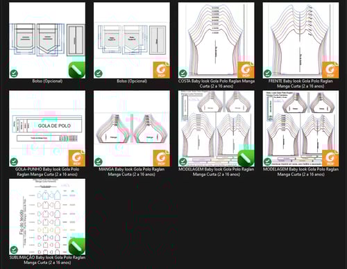 Molde de Costura Para Imprimir Camiseta Infantil - 12 - Baby look Gola Polo Raglan (2 a 16 anos) Molde de Costura Para Imprimir Camiseta Infantil - 12 - Baby look Gola Polo Raglan (2 a 16 anos)