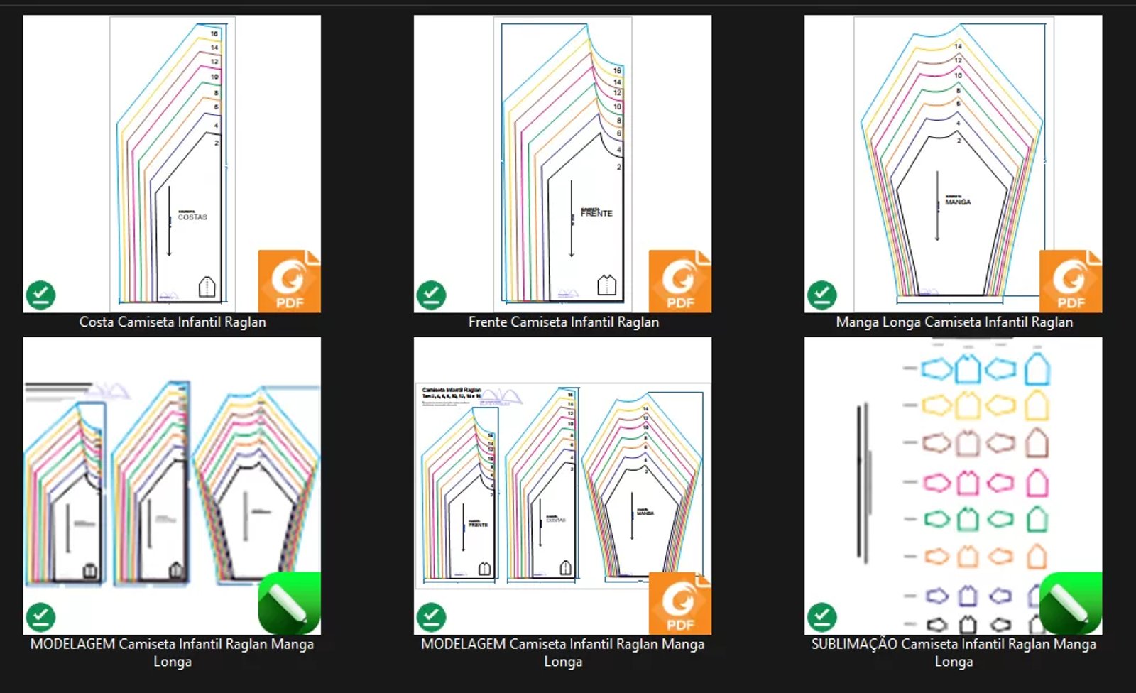 Molde de Costura Para Imprimir Camiseta Infantil - 17 - Camiseta Raglan Manga Longa (2 a 16 anos)