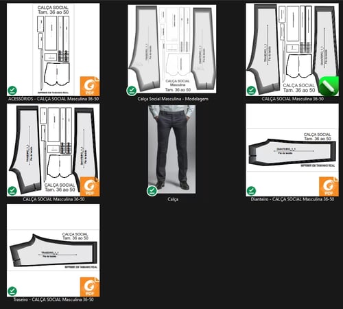 Molde de Costura Para Imprimir Camiseta - 05 - Calça Social Masculina (36 ao 50) Molde de Costura Para Imprimir Camiseta - 05 - Calça Social Masculina (36 ao 50)