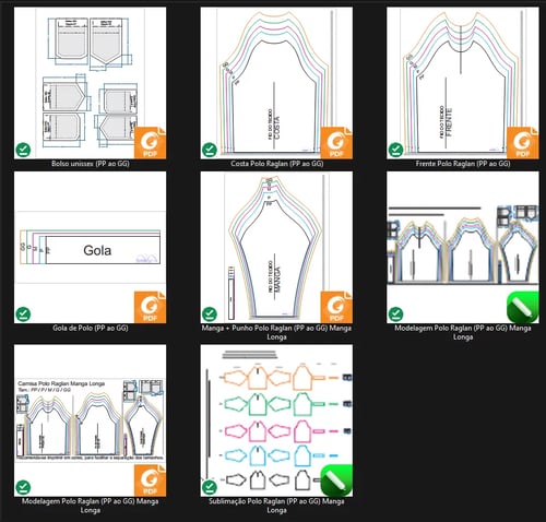 Molde de Costura Para Imprimir Camiseta - 13 - Polo Raglan (PP ao GG) Manga Longa Molde de Costura Para Imprimir Camiseta - 13 - Polo Raglan (PP ao GG) Manga Longa