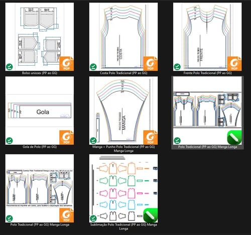 Molde de Costura Para Imprimir Camiseta - 15 - Polo Tradicional (PP ao GG) Manga Longa Molde de Costura Para Imprimir Camiseta - 15 - Polo Tradicional (PP ao GG) Manga Longa