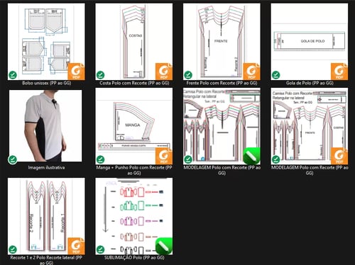 Molde de Costura Para Imprimir Camiseta - 16 - Polo Tradicional Recorte Retangular Lateral (PP ao GG) Molde de Costura Para Imprimir Camiseta - 16 - Polo Tradicional Recorte Retangular Lateral (PP ao GG)
