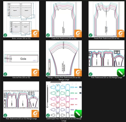 Molde de Costura Para Imprimir Camiseta - 23 - Polo Tradicional (GG ao G5) Manga Longa Molde de Costura Para Imprimir Camiseta - 23 - Polo Tradicional (GG ao G5) Manga Longa
