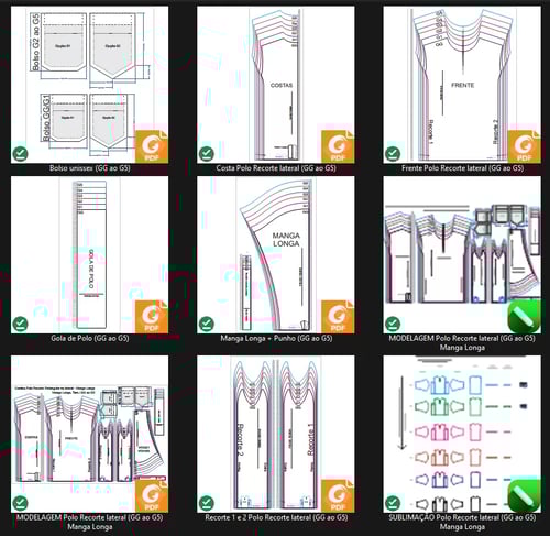 Molde de Costura Para Imprimir Camiseta - 25 - Polo Tradicional Recorte Retangular Lateral Manga Longa (GG ao G5) Molde de Costura Para Imprimir Camiseta - 25 - Polo Tradicional Recorte Retangular Lateral Manga Longa (GG ao G5)