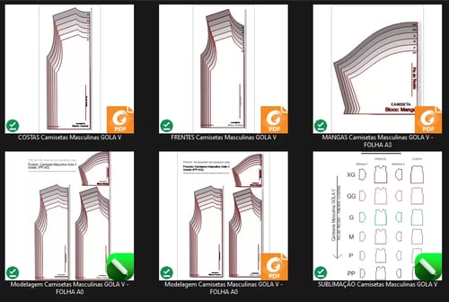 Molde de Costura Para Imprimir Camiseta - 34 - Camiseta Tradicional Gola V (PP ao EG) Molde de Costura Para Imprimir Camiseta - 34 - Camiseta Tradicional Gola V (PP ao EG)