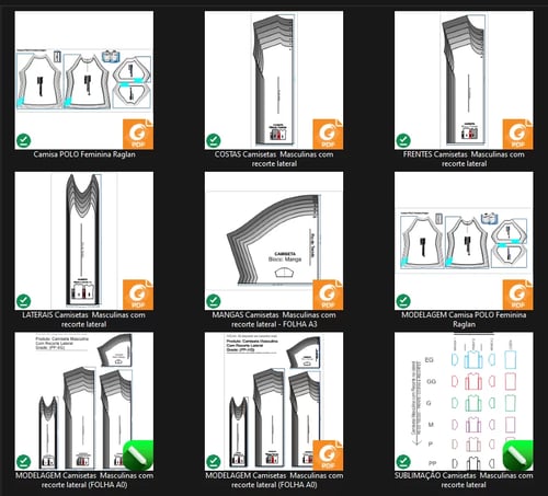 Molde de Costura Para Imprimir Camiseta - 36 - Camiseta Tradicional com Recorte Lateral (PP ao EG) Molde de Costura Para Imprimir Camiseta - 36 - Camiseta Tradicional com Recorte Lateral (PP ao EG)