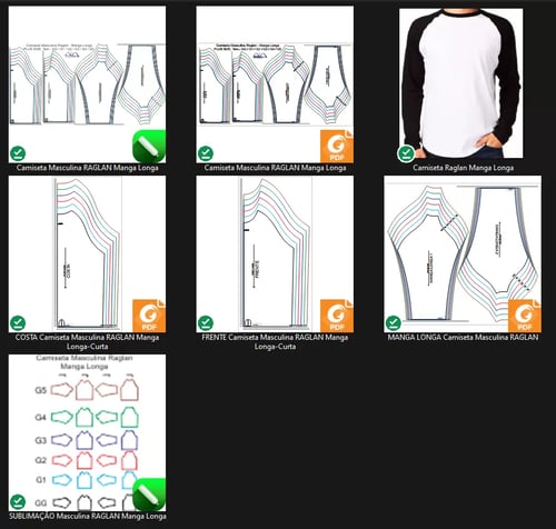 Molde de Costura Para Imprimir Camiseta - 41 - Camiseta Raglan Manga Longa (GG ao G5) Molde de Costura Para Imprimir Camiseta - 41 - Camiseta Raglan Manga Longa (GG ao G5)