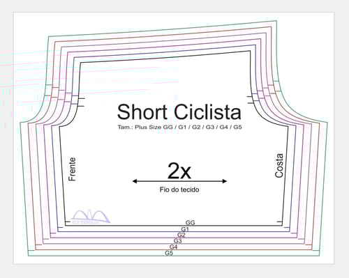 Molde de Costura Para Imprimir Camiseta - 71 - Short Ciclista _Compressão_ (GG ao G5) Molde de Costura Para Imprimir Camiseta - 71 - Short Ciclista _Compressão_ (GG ao G5)