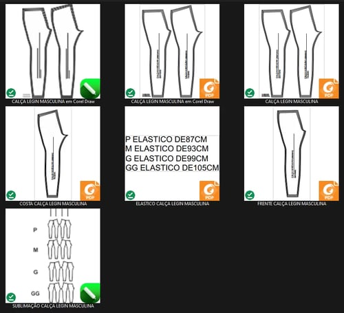Molde de Costura Para Imprimir Camiseta - 72 - Calça Legging Masculina (P ao GG) Molde de Costura Para Imprimir Camiseta - 72 - Calça Legging Masculina (P ao GG)