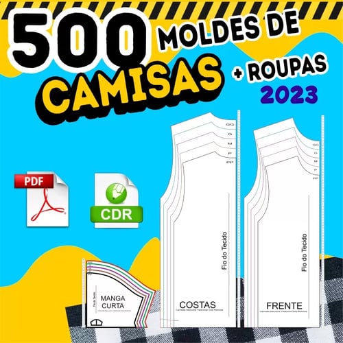 Molde de Costura Para Imprimir Camiseta - Kit 500 Moldes De Roupas Pronto Para Imprimir Molde de Costura Para Imprimir Camiseta - Kit 500 Moldes De Roupas Pronto Para Imprimir