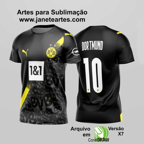 Arte Vetor Estampa Camisa Borussia Dortmund Reserva 2020-21