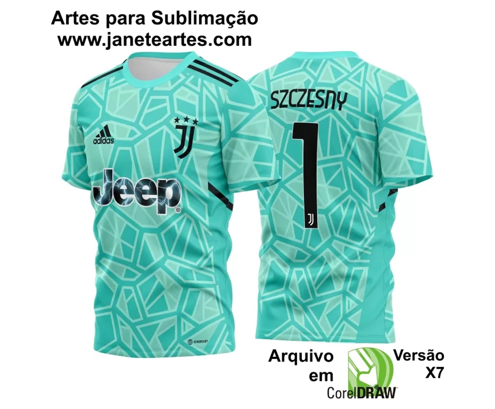 Arte Vetor Estampa Camisa Juventus Goleiro I 2022-2023 - Janete Artes