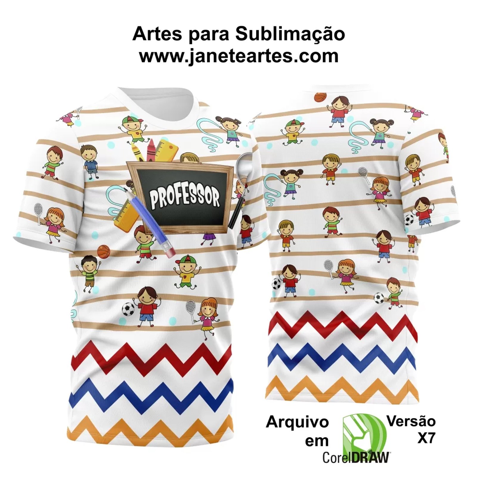 Arte Camisa Professora - Professor - Vetor Digital Corel