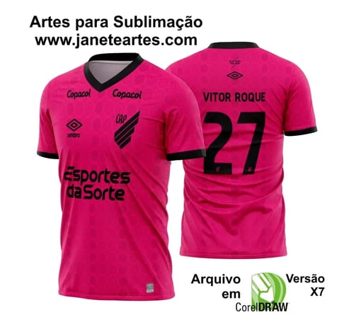 Arte Vetor Estampa Camisa Athletico PR Outubro Rosa 2023 2024