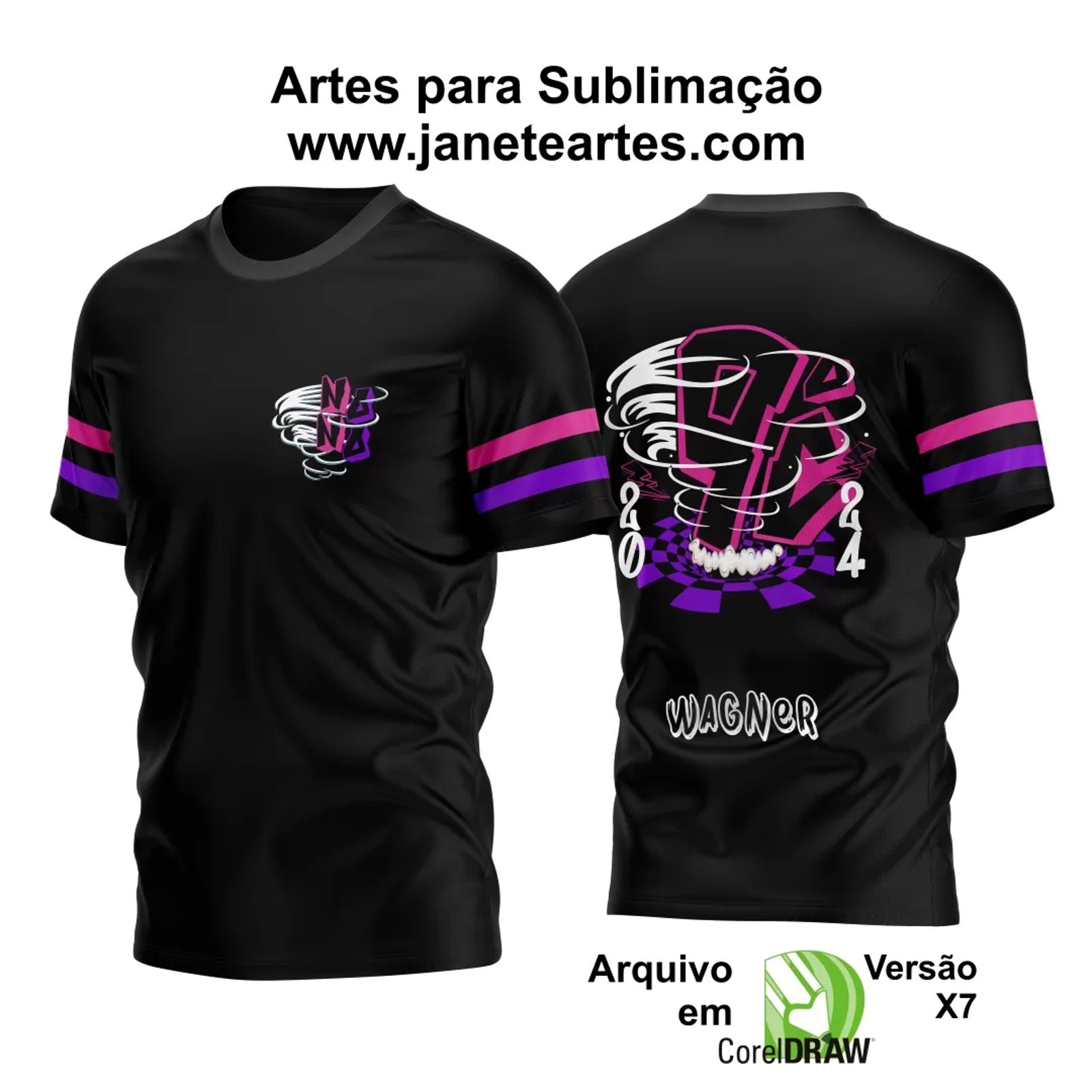 Arte Vetor Estampa Camisa Nono Ano Furacão 2024 Modelo C - Janete Artes