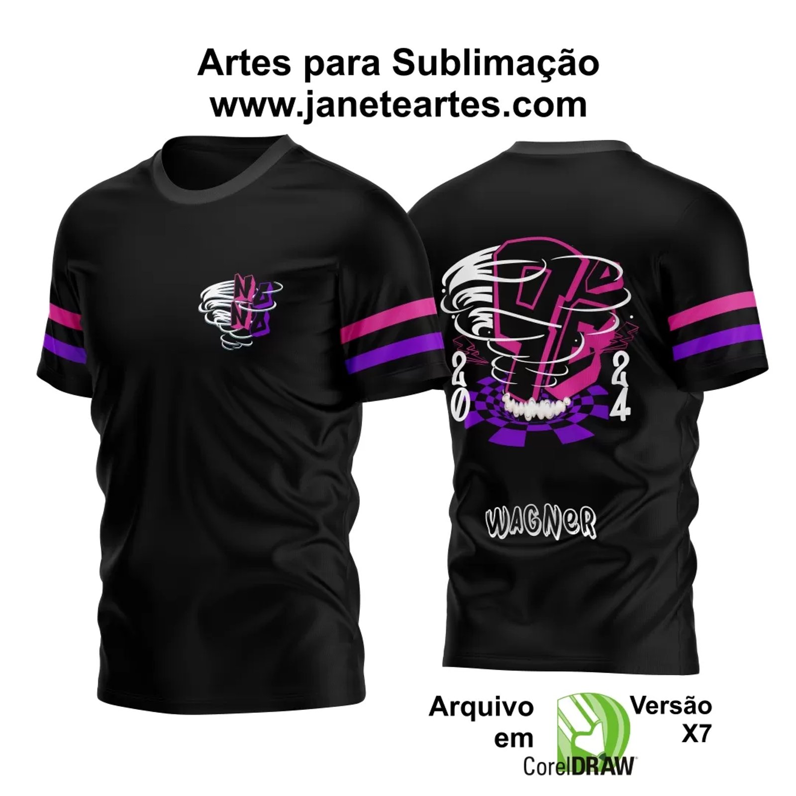 Arte Vetor Estampa Camisa Nono Ano Furacão 2024 Modelo E - Janete Artes