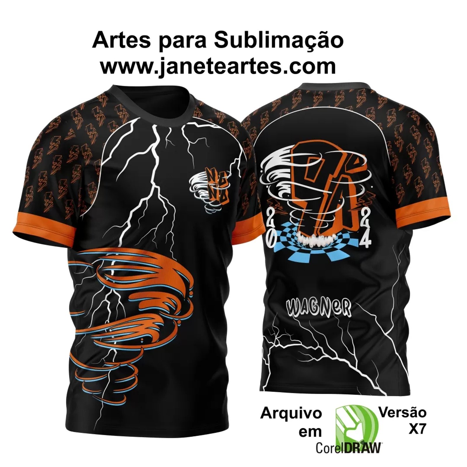 Arte Vetor Estampa Camisa Nono Ano Furacão 2024 Modelo 2A - Janete Artes