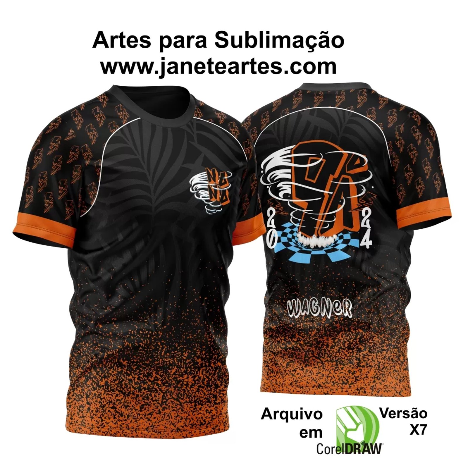 Arte Vetor Estampa Camisa Nono Ano Furacão 2024 Modelo 3A1 - Janete Artes