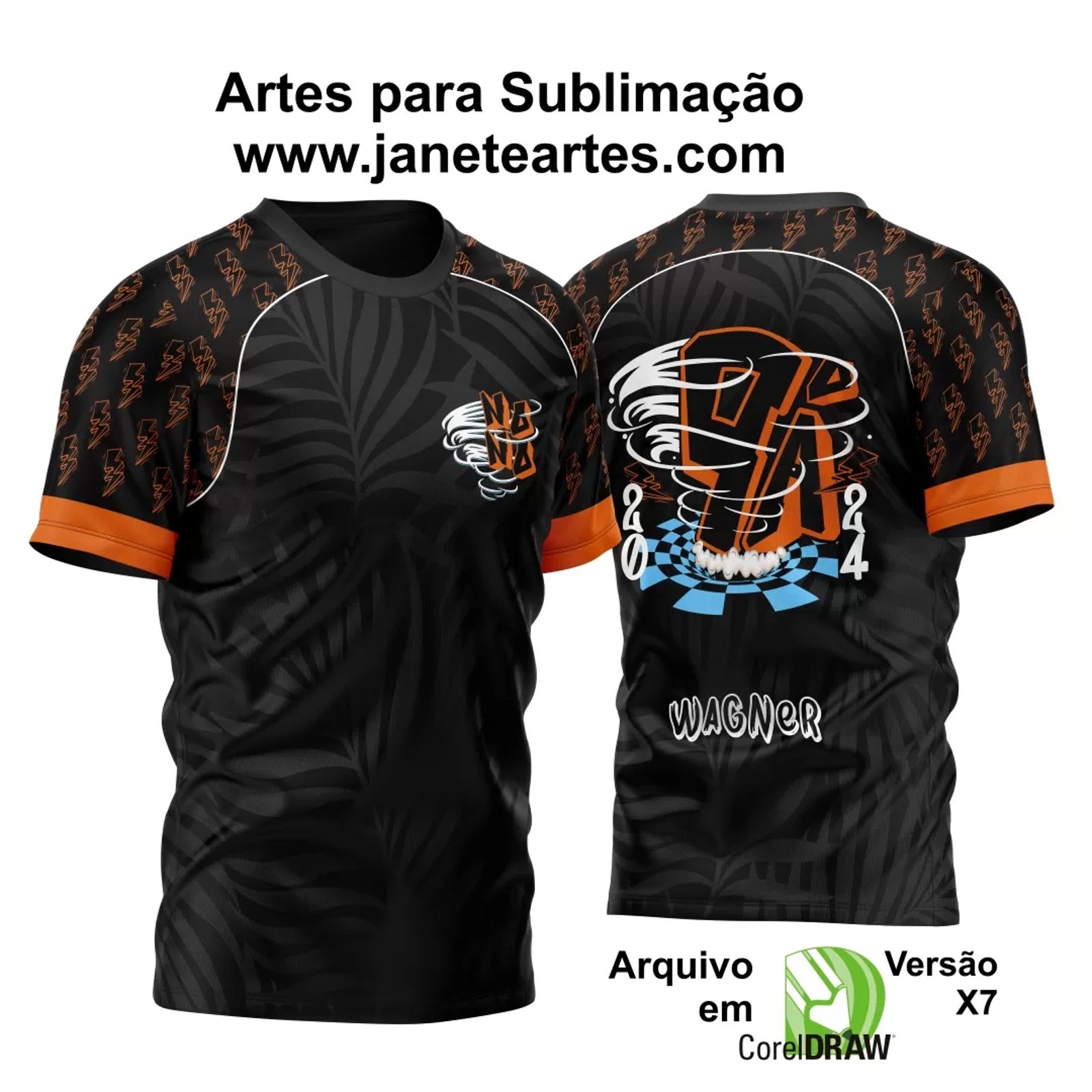 Arte Vetor Estampa Camisa Nono Ano Furacão 2024 Modelo 3A2 - Janete Artes