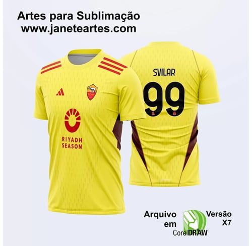 Arte Vetor Estampa Camisa AS Roma Goleiro I 2023 - 2024 Arte Vetor Estampa Camisa AS Roma Goleiro I 2023 - 2024