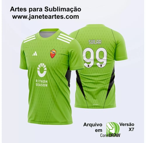 Arte Vetor Estampa Camisa AS Roma Goleiro II 2023 - 2024 Arte Vetor Estampa Camisa AS Roma Goleiro II 2023 - 2024