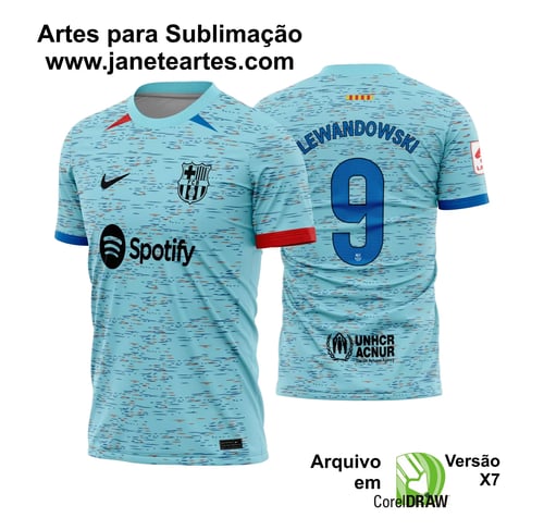Arte Vetor Estampa Camisa Barcelona Terceira 2023 2024