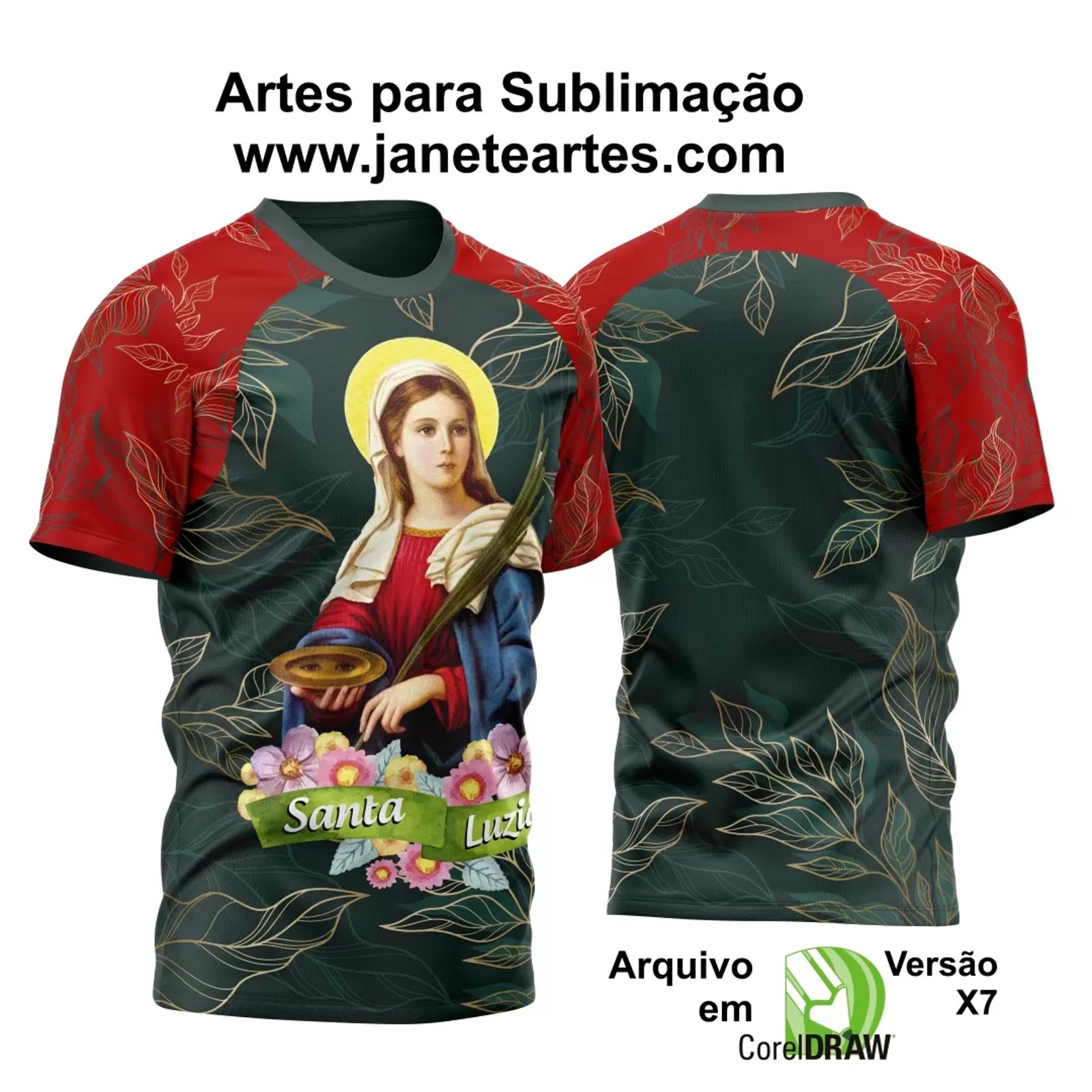 Arte Vetor Estampa Camisa Santa Luzia 2024 Modelo 02