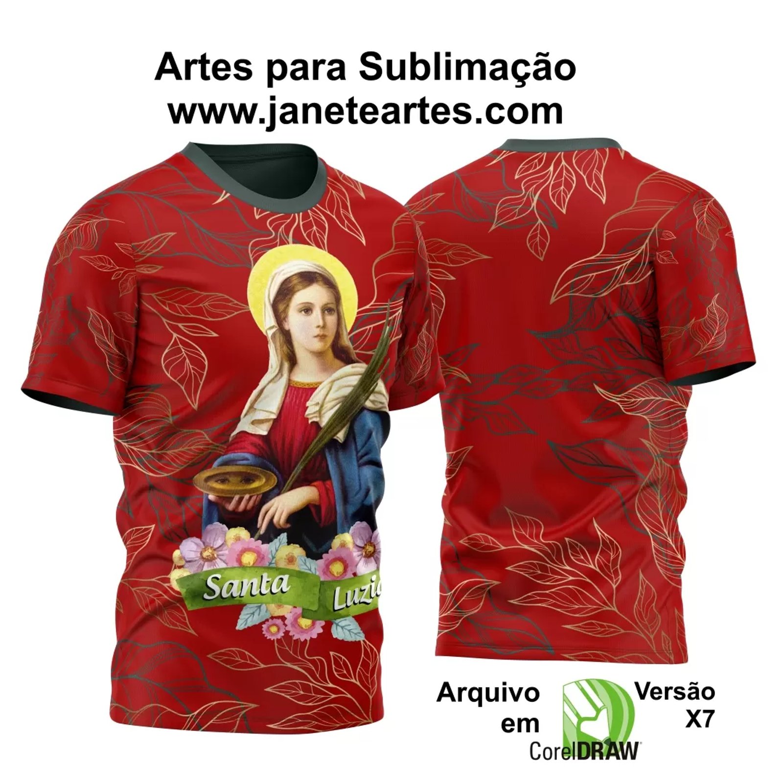 Arte Vetor Estampa Camisa Santa Luzia 2024 Modelo 03