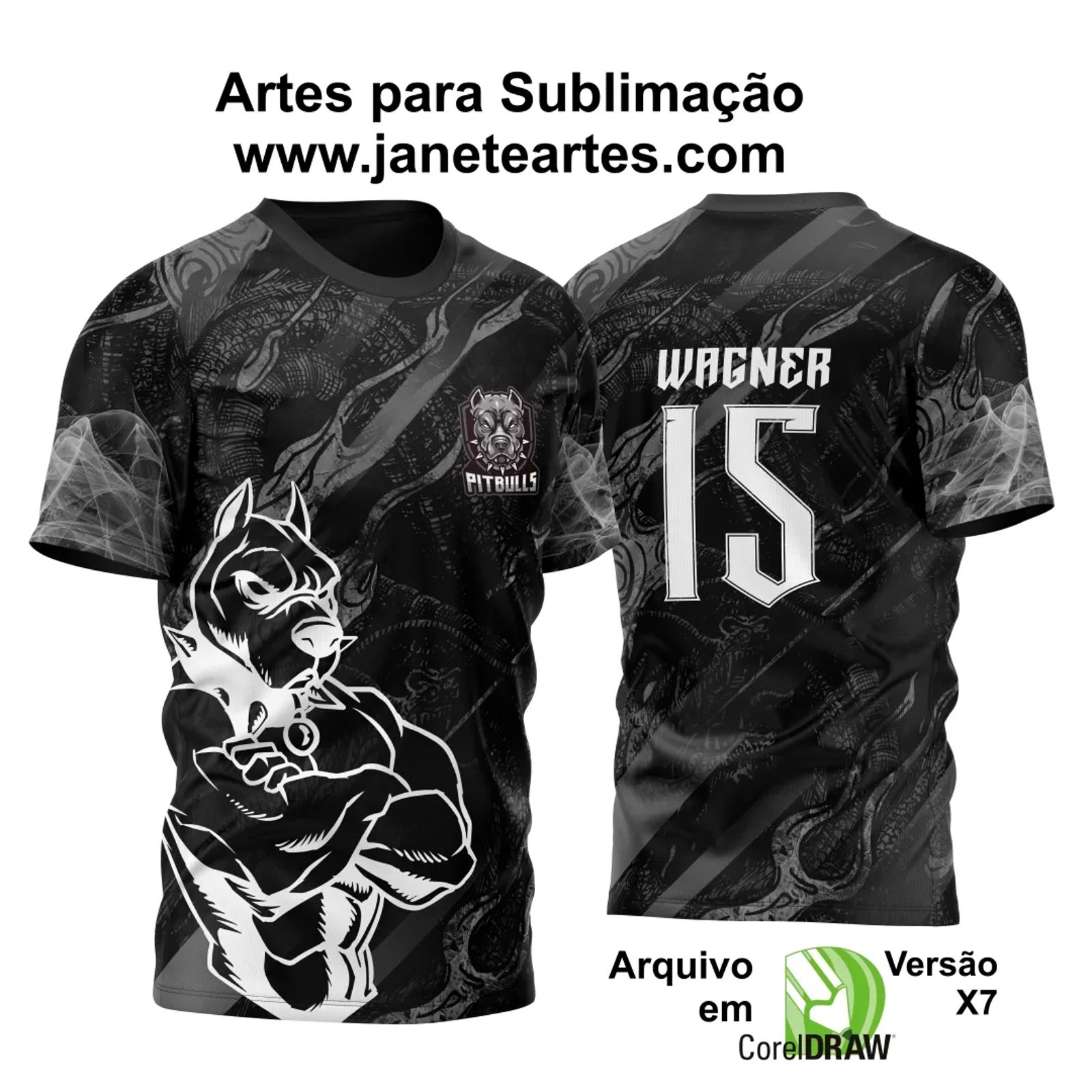 Arte Vetor Camisa InterClasse Pitbull of Dragon 2025 Preto e Branco