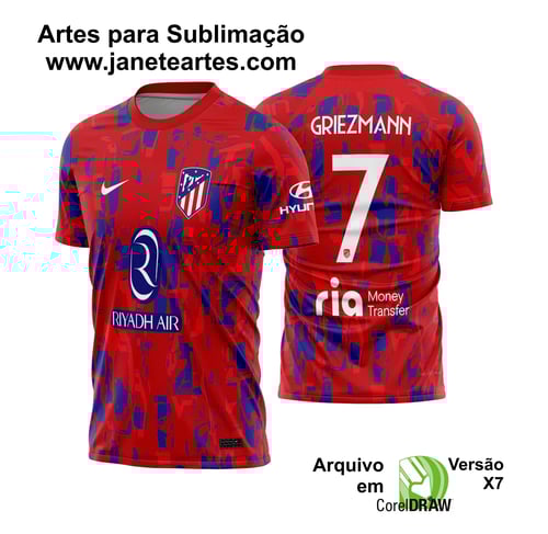 Arte Vetor Camisa Atletico de Madrid Pré-Jogo 2023 - 2024