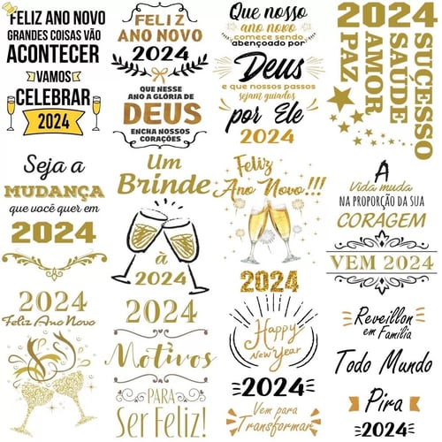 Vetores Pacote Artes Reveillon 2024 Sublimação Ano Novo Vetores