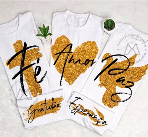 5 Artes Estampas Camisas Fé, Amor, Paz, Gratidão e Esperança 5 Artes Estampas Camisas Fé, Amor, Paz, Gratidão e Esperança