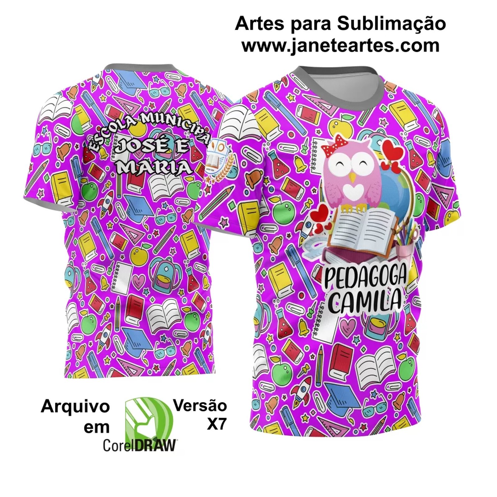 Arte Vetor Estampa Template Camisa Professora - Professor 2024 Modelo 09