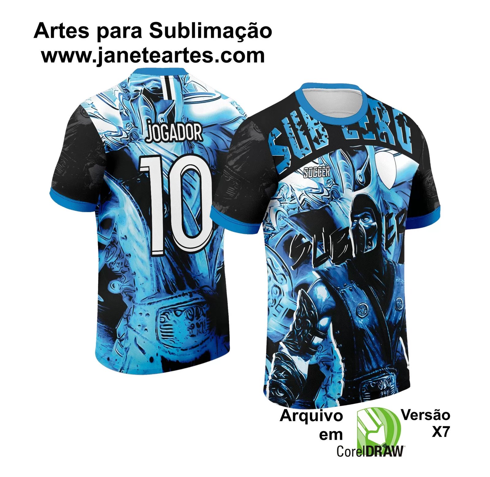 Arte Vetor Estampa Template Camisa Interclasse Mortal Kombat Sub Zero