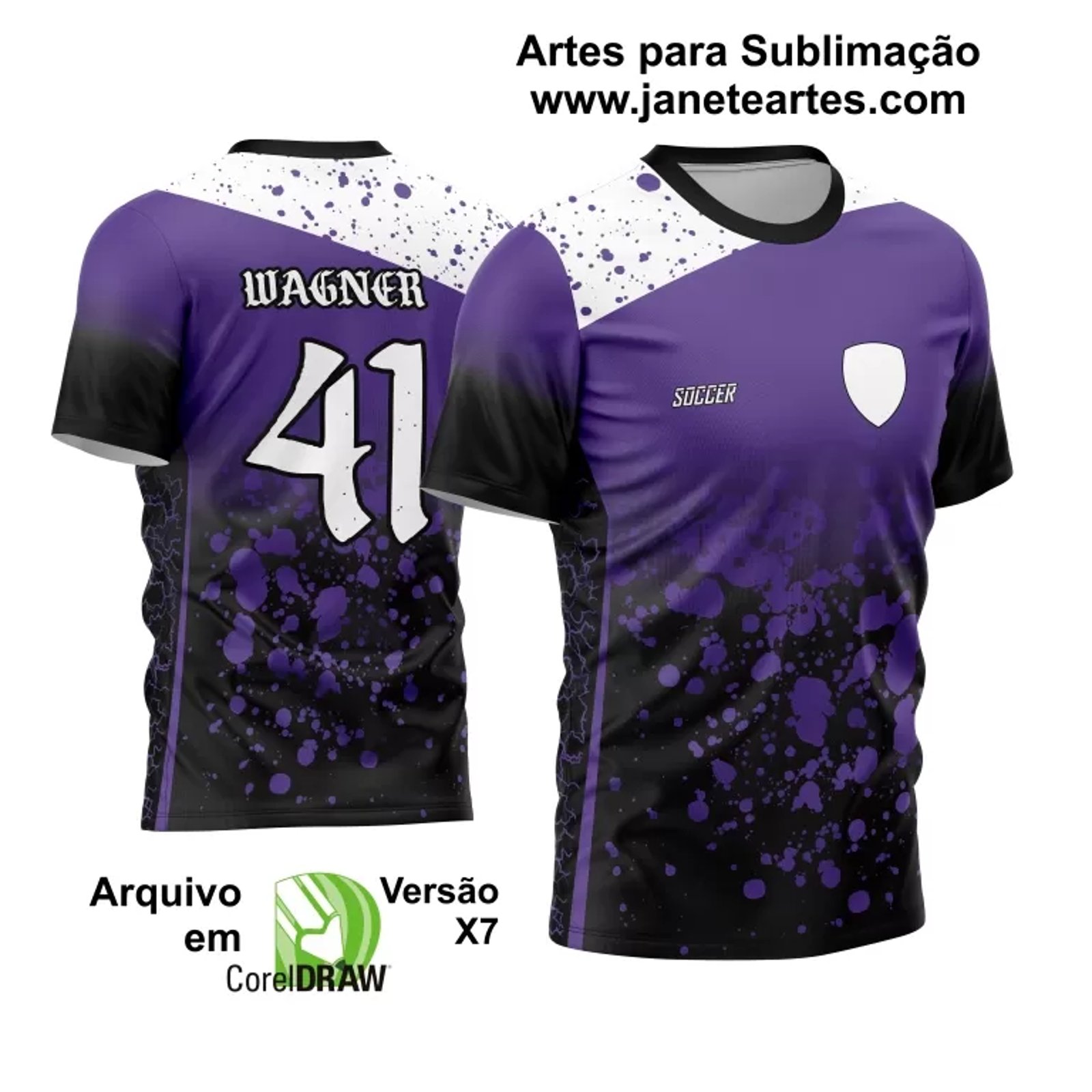 Arte Vetor Estampa Template Camisa de Time Modelo Grunge Roxa Degrade